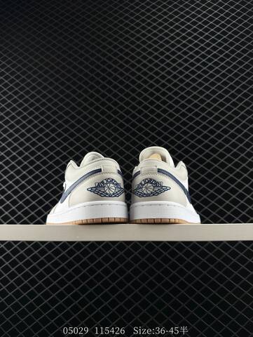 Jordan Air Jordan 1 Low White Light Grey Navy Blue Gum Brown EU 36-45 Sneaker - Unisex (BS-81287)