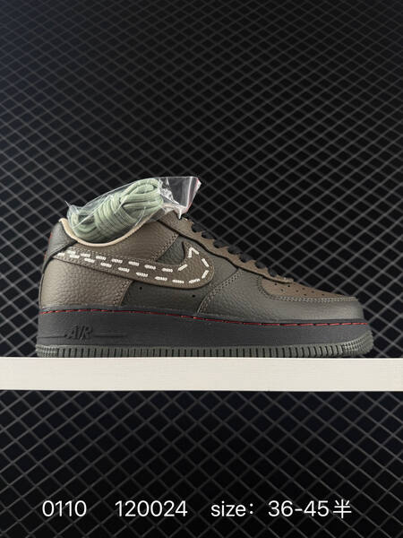 Nike Air Force 1 07 Low dark olive black with red stitching EU 36-45 lifestyle
