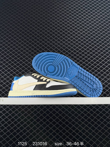Jordan Air Jordan 1 Low Travis Scott DM7866-140 White Black Cream Blue EU 36-46 Sneaker - Unisex (BS-80194)