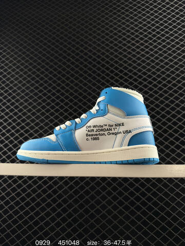 Jordan Off White x Air Jordan 1 Retro High OG UNC White Blue Cream Orange EU 36-47 5 Basketball Shoe - Unisex (BS-80602)