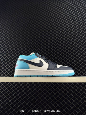 Jordan Air Jordan 1 Low White Dark Navy Bright Blue Red EU 36-46 Sneaker - Unisex (BS-80984)