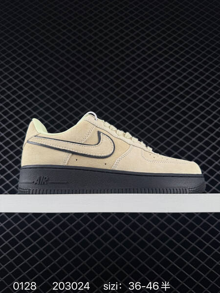 Nike Air Force 1 07 beige cream with black sole and black outlined Swoosh EU 36-46 5 lifestyle