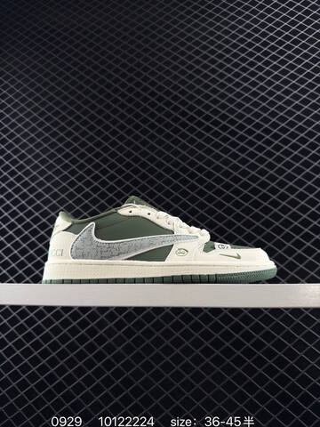 Jordan Air Jordan 1 Low Travis Scott Fragment Custom Dark Green Off White EU 36-45 Sneaker - Unisex (BS-80603)