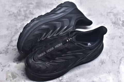 HOKA ONE ONE Project Clifton Black Dark Grey Silver Running Shoe Running Sneakers (BS-59541)