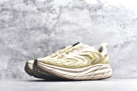 HOKA ONE ONE Project Clifton Beige Pale Yellow Off White Black Running Shoe Running Sneakers (BS-59542)