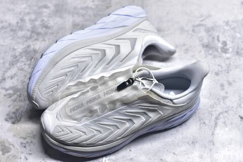 HOKA ONE ONE Project Clifton White Silver Light Grey Running Shoe Running Sneakers (BS-59539)