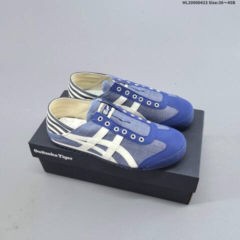 Onitsuka Tiger Mexico 66 Paraty Slip On Black White And Blue White EU 36 To 45 Sneaker Casual Sneakers - Unisex (BS-68876)