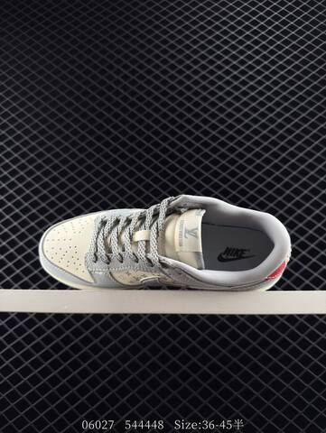 Nike Dunk Low Light Grey Off White Red EU 36-45 Skate Shoe - Unisex (BS-81140)