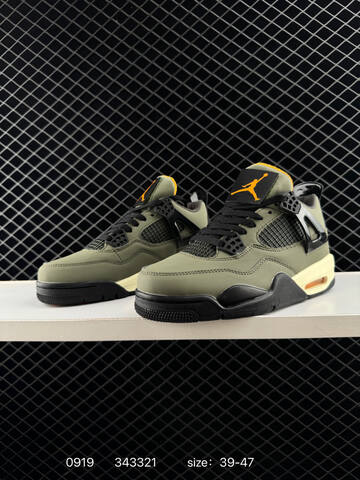 Jordan Air Jordan 4 Retro Olive Green Black Cream Orange EU 39-47 Basketball Shoe - Unisex (BS-80673)