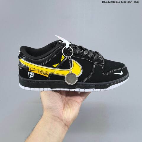 Nike SB Dunk Low Black Yellow White Silver EU 36-45 Skate Shoe - Unisex (BS-61390)