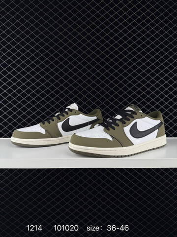Jordan Air Jordan 1 Low White Olive Black Sail EU 36-46 Sneaker - Unisex (BS-80060)