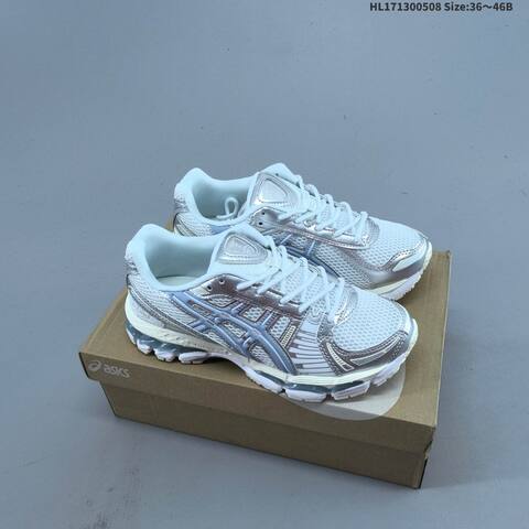 ASICS Gel Kayano 12 White Silver Cream Blue EU 36 46 Running Shoe EU 36-46 Running Sneakers - Unisex (BS-68855)