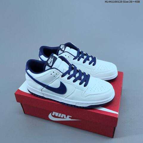 Nike Dunk Low White Navy Blue EU 36-45 Skate Shoe - Unisex (BS-61675)