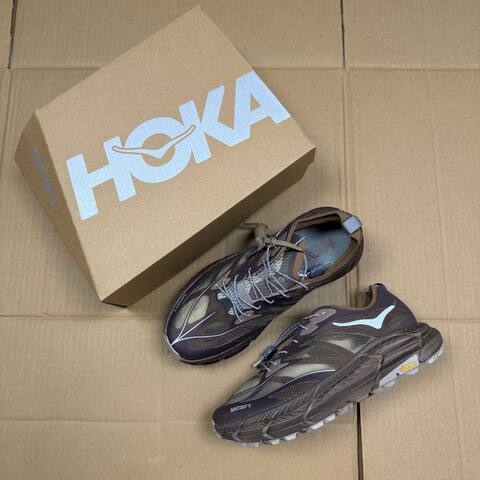 HOKA Mafate Speed 4 LITE Satisfy Dark Brown Olive Grey Light Blue Trail Shoe Trail Running Sneakers (BS-86935)
