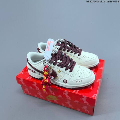 Nike Dunk Low Off White Burgundy Gold EU 36-45 Skate Shoe - Unisex (BS-61620)