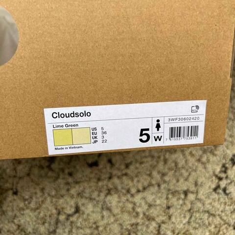 LOEWE x On Cloudsolo 3WF30602420 Lime Green Pale Yellow US 5 EU 36 UK 3 JP 22 Running Shoe Running Sneakers - Women's (BS-86772)