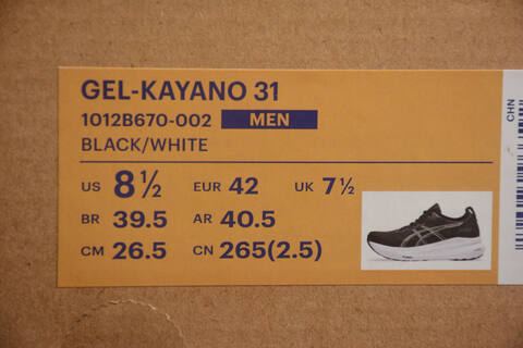ASICS GEL KAYANO 31 Black White US 8 5 EUR 42 UK 7 5 CM 26 5 CN 265 Running Shoe Running Sneakers - Men's (BS-59574)
