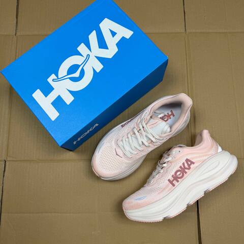 HOKA Bondi 9 Light Pink Off White Rose Running Shoe Running Sneakers (BS-86915)