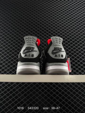 Jordan Air Jordan 4 Retro Black Canvas Black Grey Red White 36-47 Basketball Shoe - Unisex (BS-80489)