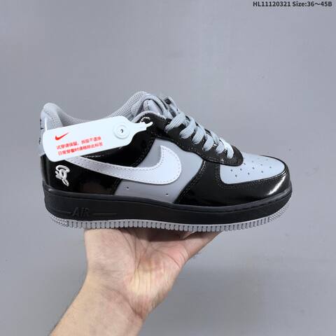 Nike Air Force 1 07 Black Grey White Burgundy Gold EU 36-45 Sneaker - Unisex (BS-61214)