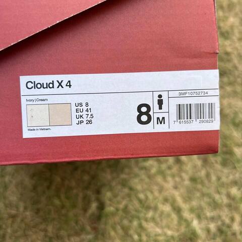 On Cloud X 4 Ivory Cream Burgundy Gold US 8 EU 41 UK 7 5 JP 26 Running Shoe Running Sneakers - Men's (BS-86987)