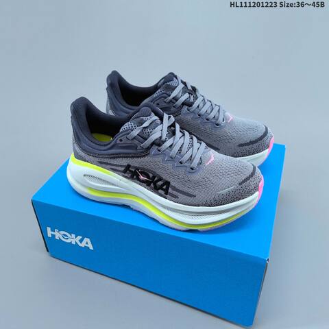 HOKA ONE ONE Bondi 9 Grey Navy Neon Yellow Pink White EU 36-45 Running Shoe Running Sneakers - Unisex (BS-69422)