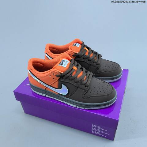 Nike SB Dunk Low Pro Dark Brown Orange Iridescent Grey EU 35-46 Skate Shoe - Unisex (BS-61600)
