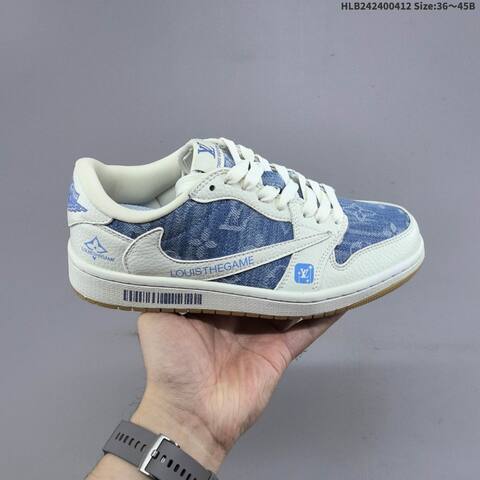 Nike Air Jordan 1 Low Travis Scott Louis Vuitton Blue White Black Beige EU 36-45 Sneaker - Unisex (BS-60796)