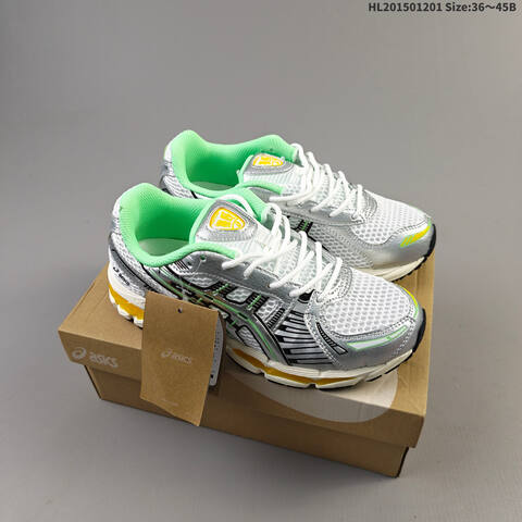 ASICS Gel Kayano 12 1 Kith White Silver Mint Green Yellow EU 36-45 Running Shoe Running Sneakers - Unisex (BS-69201)