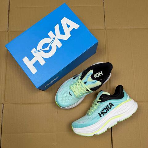 HOKA Bondi 9 Mint Green White Black Neon Yellow Running Shoe Running Sneakers (BS-86913)
