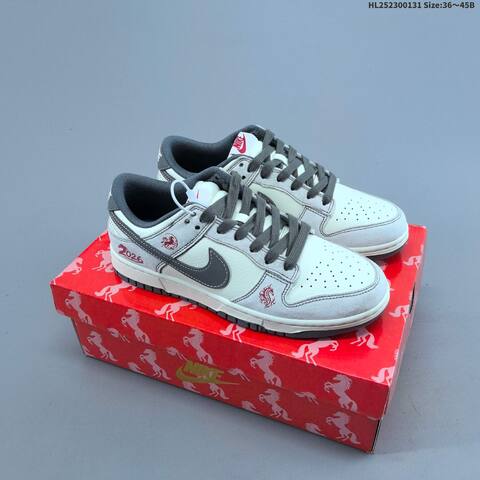 Nike Dunk Low Retro DIY 2026 Year Of The Horse Off White Dark Grey Red EU 36-45 Skate Shoe - Unisex (BS-61608)