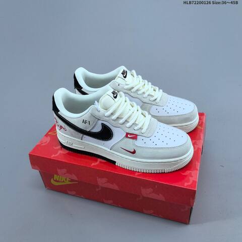 Nike Air Force 1 07 Low Light Beige White Black Red EU 36-45 Sneaker - Unisex (BS-61741)