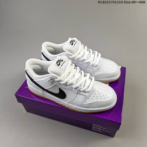 Nike SB Dunk Low Pro White Black Gum EU 40-46 Skate Shoe - Men's (BS-62794)