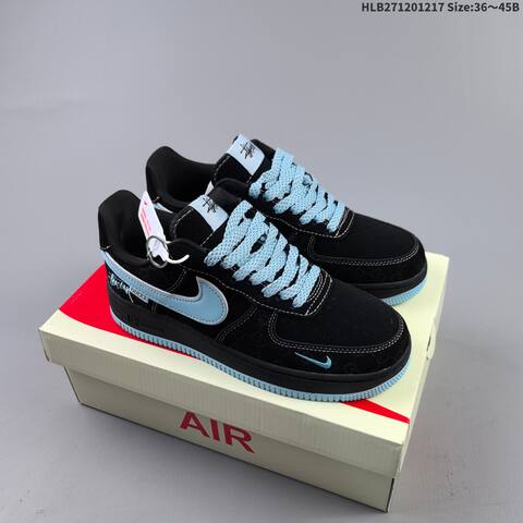 Nike Air Force 1 07 Low Black Light Blue White Beige Green Brown EU 36-45 Skate Shoe - Unisex (BS-62617)