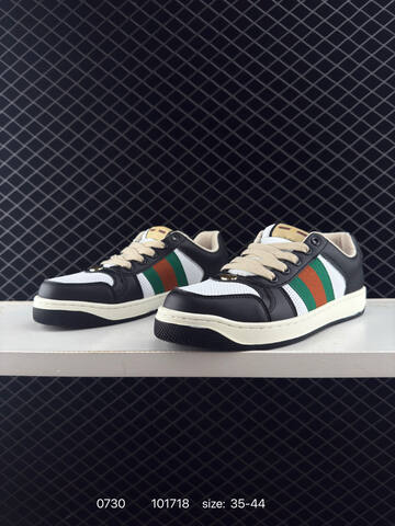Gucci Distressed Screener 546163 A39 G O9085 Black White Green Red Cream 35-44 Sneaker Casual Sneakers - Unisex (BS-85513)