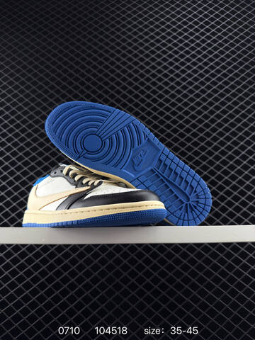 Jordan Fragment Design x Travis Scott x Air Jordan 1 Low OG SP White Black Beige Blue EU 35-45 Sneaker - Unisex (BS-81082)