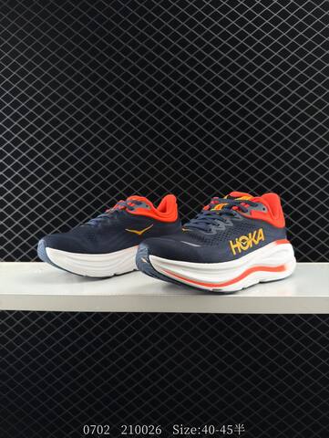 HOKA ONE ONE Bondi 9 Navy Orange White Yellow EU 40-45 Running Shoe Running Sneakers - Men's (BS-86576)