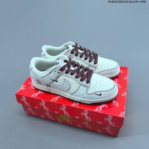 Nike Dunk Low Off White Light Grey Burgundy EU 36-45 Skate Shoe - Unisex (BS-61703)