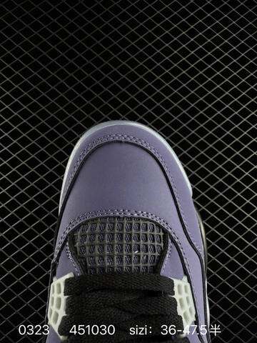 Jordan Air Jordan 4 Retro Dark Purple Black White Yellow Grey EU 36-47 5 Basketball Shoe - Unisex (BS-79622)