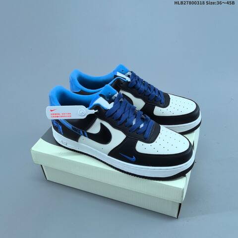 Nike Air Force 1 07 Black White Blue EU 36-45 Sneaker - Unisex (BS-61277)