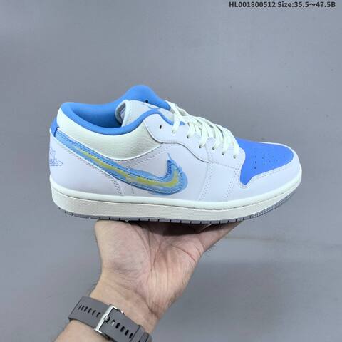 Jordan Air Jordan 1 Low White Blue Sail Yellow Grey EU 35 5-47 5 Sneaker - Unisex (BS-60396)