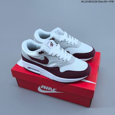 Nike Air Max 1 White Grey Burgundy EU 36-47 Sneaker - Unisex (BS-62404)