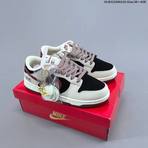 Nike Dunk Low Retro DIY Sail Black Burgundy White EU 36-45 Skate Shoe - Unisex (BS-61868)