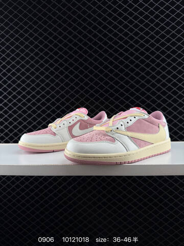 Jordan Travis Scott x Air Jordan 1 Low OG SP White Pink Cream Red EU 36-46 Sneaker - Unisex (BS-80759)