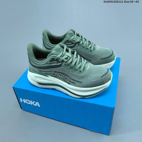 HOKA Bondi 9 Sage Green White Pale Yellow EU 36-45 Running Shoe Running Sneakers - Unisex (BS-69407)