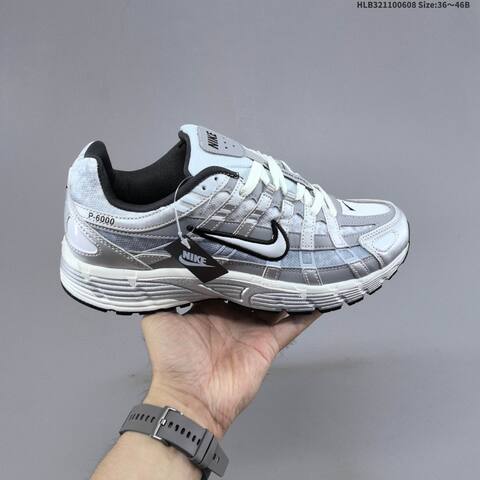 Nike P-6000 Premium Metallic Silver White Black Light Blue EU 36-46 Running Shoe - Unisex (BS-59953)