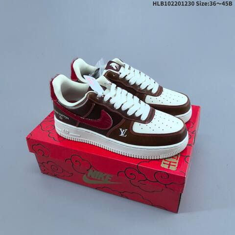 Nike Air Force 1 07 LV8 Off White Brown Red EU 36-45 Sneaker - Unisex (BS-62325)