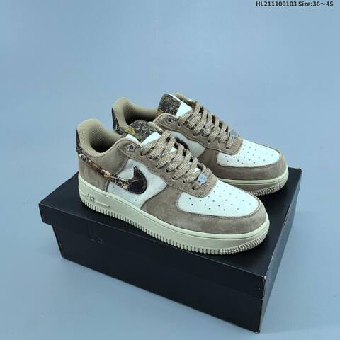 Nike Air Force 1 07 Khaki Beige Brown Black EU 36-45 Sneaker - Unisex (BS-62261)