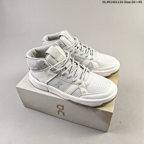 On THE ROGER Clubhouse Mid Light Grey White EU 36-45 Sneaker Casual Sneakers - Unisex (BS-69800)