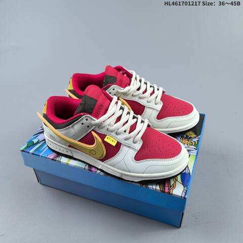 Nike SB Dunk Low Saint Seiya Custom Off White Red Gold Dark Brown EU 36-45 Skate Shoe - Unisex (BS-62620)